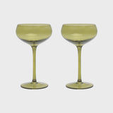 The Lou Coupe Glass - Set of 2 / Olive