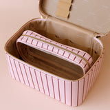 Rosé Pinstripe Vanity Case - 'The Classic'