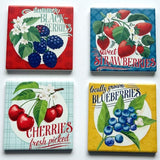 Vintage Berries Coasters - S/4 Ceramic