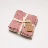 Organic Cotton Wash Cloth Set of 3 Rose Pink/Fawn/Mushroom