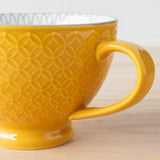 Yellow Stamped - Latte Stoneware Mug