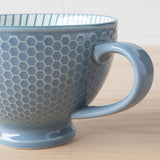 Slate Blue Stamped - Latte Stomeware Mug