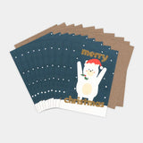 Polar Bear Merry Christmas Mini Card Pkt 10