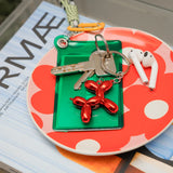 Red Metallic Puppy Keychain