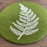 Silver Fern On Green Set of 4 - Ecofelt Coaster