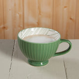 Elm Green Stamped - Latte Stoneware Mug