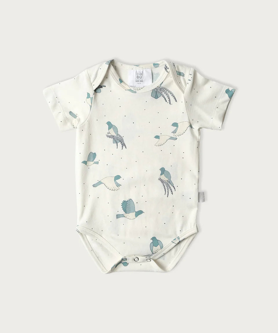 Organic Cotton Short Sleeve Bodysuit NZ Forest