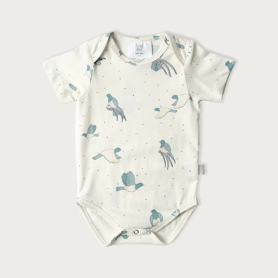 Organic Cotton Short Sleeve Bodysuit NZ Forest