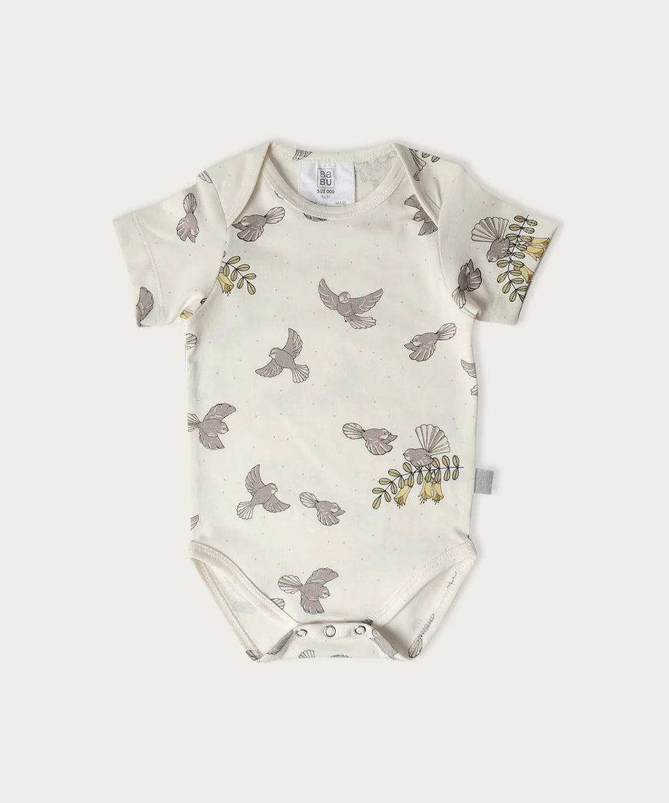 Organic Cotton Short Sleeve Bodysuit NZ Forest