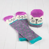 Socks Cozy Crew Cream Cat