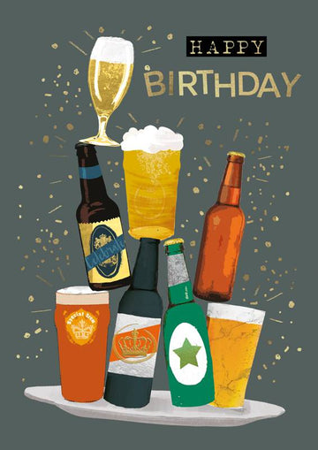 Happy Birthday Beers - Birthday Card