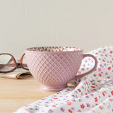 Mauve Stamped - Latte Stoneware Mug