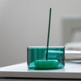 Green Glass Incense Burner