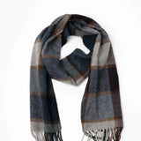 Eliza 100% Wool Scarf – Blue and Chocolate