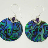 NZ Paua Round with Amethyst Earrings