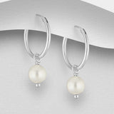 White Pearl Bead Hoop Earring