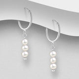 White Pearls 4mm on hoop Sterling Silver