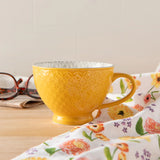 Yellow Stamped - Latte Stoneware Mug