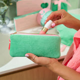 Velvet Makeup Pouch - Green Meadow