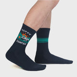 Happy Camper-Athletic Ribbed - Men's Crew Socks