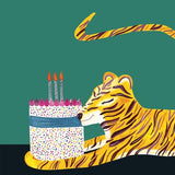 Tiger With Cake Card