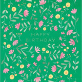 Green Floral - Birthday Card