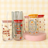 Book Lover Tumbler with Straw - Pink