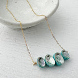 Tiny Paua Shell Cluster Family Floating Necklace