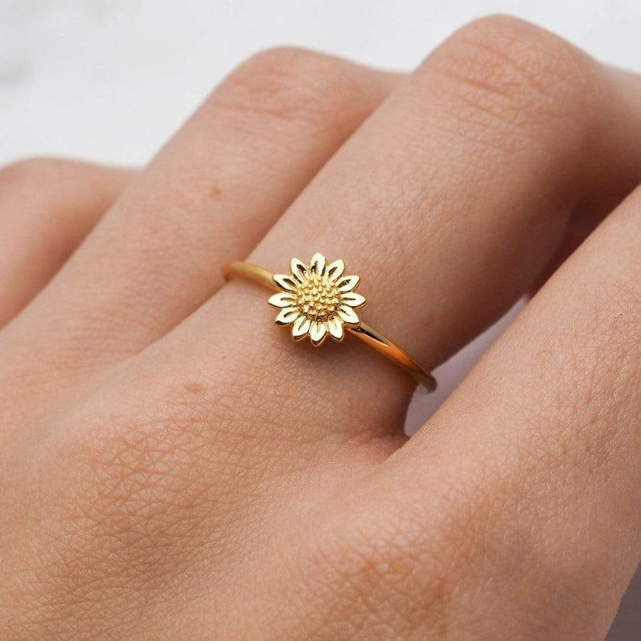 Delicate Sunflower Ring Gold