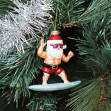 Glass Christmas Tree Decoration - Surfing Santa