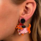 Iris Playful Paws Dog Earrings Orange