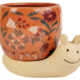 Snail With Flowers Planter - Pink & Sand