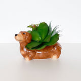 Cute Dachshund Planter Brown  - 20cm