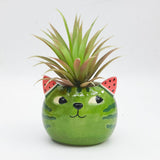 Watermelon Cat Small Planter - Green