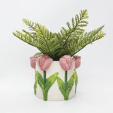 Tulip Planter Pink & White - 13cm