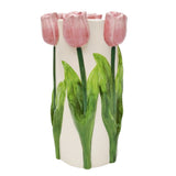 Tulip Vase Pink & White - 24cm