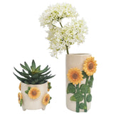 Sunflower Planter Beige & Yellow 13cm