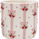 Cherry Bow Planter Pink 13cm