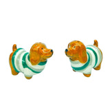 Dog Salt & Pepper Shakers / Brown & Sage