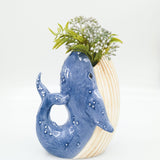 Reef Whale Vase Blue 22cm