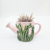 Cactus Watering Can Planter Pink