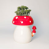 Toadstool with Toadstools Planter White