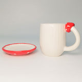 Toadstool Mug & Saucer White & Red - 11cm