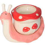 Snail Toadstool Planter Pink & Red 16cm