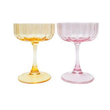 Willa Cocktail Glass - Pink & Yellow 13cm
