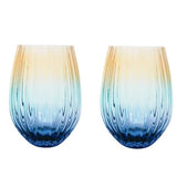 Ellie Ombre Stemless Glass Aqua & Blue