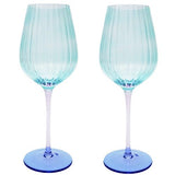 Ellie Ombre Wine Glass - Aqua & Blue