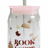Book Lover Tumbler with Straw - Pink