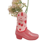Cowboy Boots Cherry Vase Pink 19cm