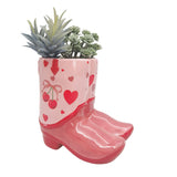 Cowboy Boots Cherry Planter Pink 16cm